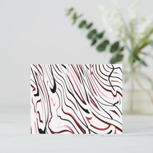 Rode, zwarte Abstracte streep Briefkaart (Staand voorkant)