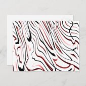 Rode, zwarte Abstracte streep Briefkaart (Voorkant / Achterkant)