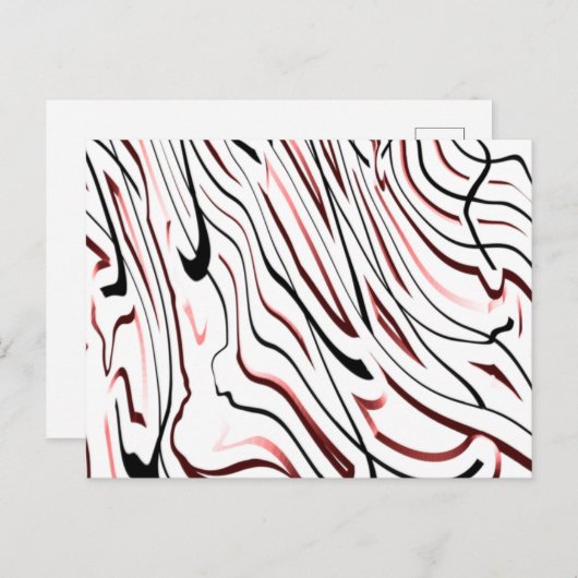 Rode, zwarte Abstracte streep Briefkaart (Voorkant / Achterkant)