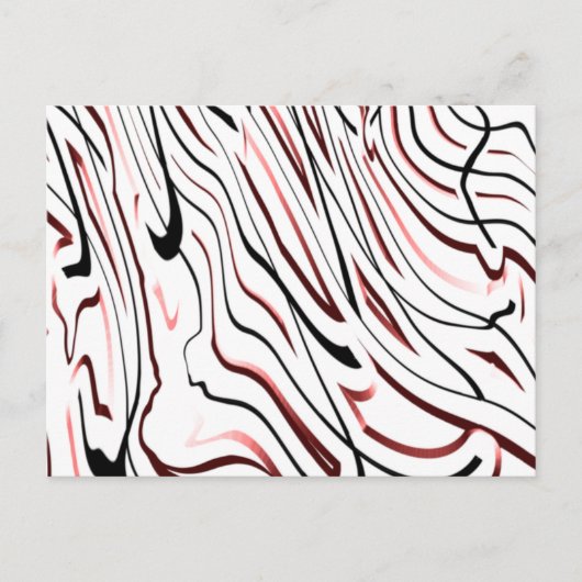 Rode, zwarte Abstracte streep Briefkaart (Voorkant)