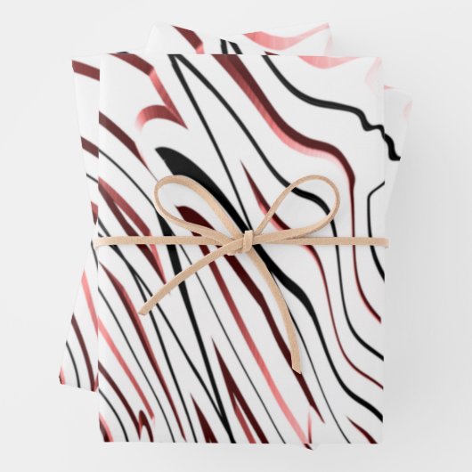 Rode, zwarte Abstracte streep Inpakpapier Vel (In situ)