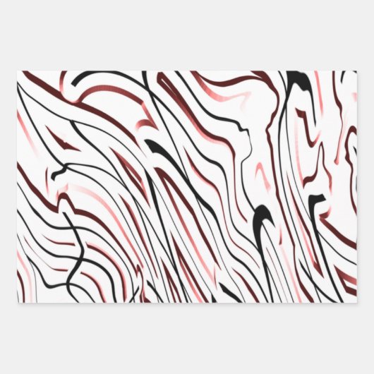 Rode, zwarte Abstracte streep Inpakpapier Vel (Voorkant)