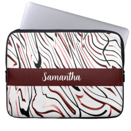 Rode, zwarte Abstracte streep Laptop Sleeve