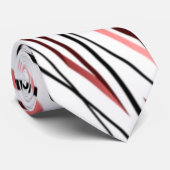 Rode, zwarte Abstracte streep Stropdas (Opgerold)