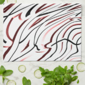 Rode, zwarte Abstracte streep Theedoek (Gevouwen)