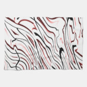 Rode, zwarte Abstracte streep Theedoek (Horizontaal)