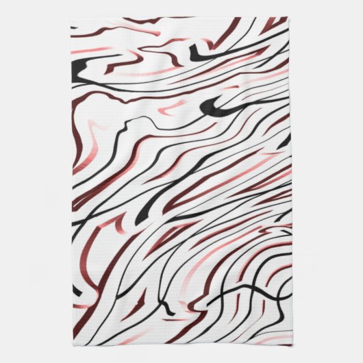 Rode, zwarte Abstracte streep Theedoek (Verticaal)