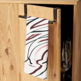Rode, zwarte Abstracte streep Theedoek