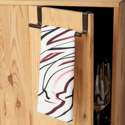 Rode, zwarte Abstracte streep Theedoek (Derde Gevouwen)