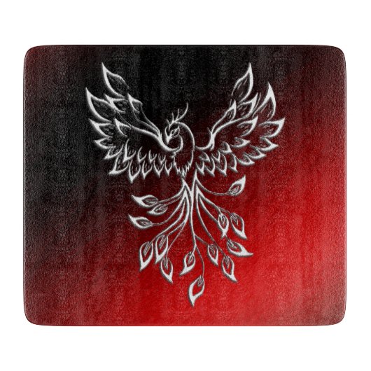 Rode Zwarte As en Phoenix Glas Snijplank (Voorkant)