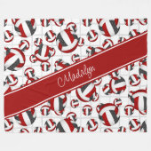 rode zwarte balkploeg kleuren volleyballetnetje fleece deken (Voorkant (Horizontaal))