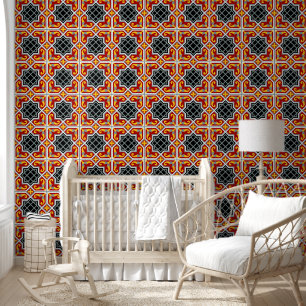  Rode Zwarte Barcelona Tile Geometrische Kunst Behang