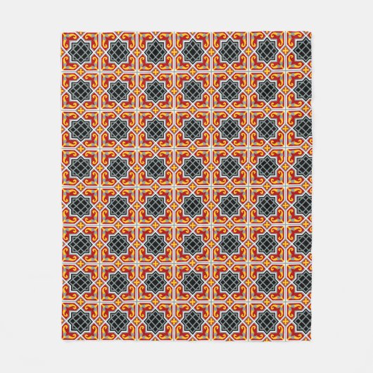  Rode Zwarte Barcelona Tile Geometrische Kunst Fleece Deken (Voorkant)