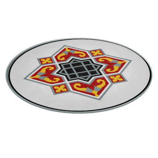 Rode Zwarte Barcelona Tile Geometrische Kunst Snijplank (Hoek)