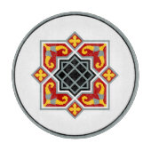 Rode Zwarte Barcelona Tile Geometrische Kunst Snijplank (Voorkant)