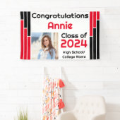 Rode & Zwarte Bars Één Foto Afstuderen Spandoek (Insitu)