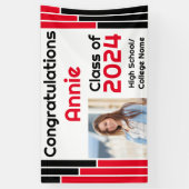 Rode & Zwarte Bars Één Foto Afstuderen Spandoek (Verticaal)