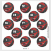 rode zwarte basketbal op maat 13 spelers sticker (Vel)