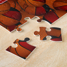 Rode zwarte basketbal team kleuren gepersonaliseer legpuzzel