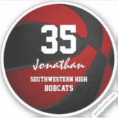 Rode zwarte basketbalgroep, jongens, meisjes sticker (Voorkant)