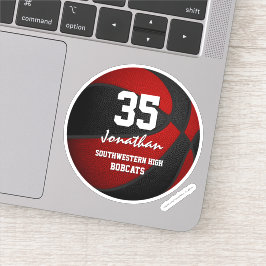 Rode zwarte basketbalgroep, jongens, meisjes sticker