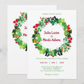 Rode zwarte bessen fruit bloemen botanische bruilo kaart (Voorkant / Achterkant)