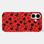 Rode zwarte bloemen Case-Mate iPhone case (Achterkant (horizontaal))