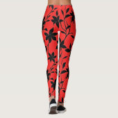 Rode zwarte bloemen leggings (Achterkant)