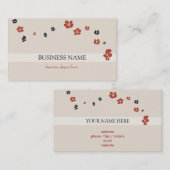 Rode zwarte bloemen op lichte elegante kg visitekaartje (Voorkant / Achterkant)