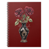 Rode Zwarte Bloemen Rozen Vaas Notitieboek (Voorkant)
