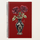 Rode Zwarte Bloemen Rozen Vaas Planner (Voorkant)