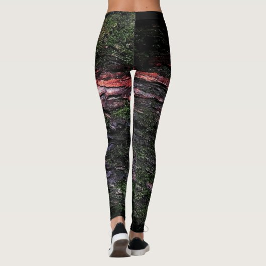 Rode zwarte boomschors leggings (Achterkant)