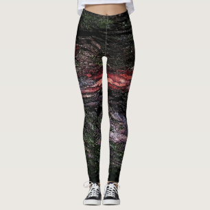 Rode zwarte boomschors leggings