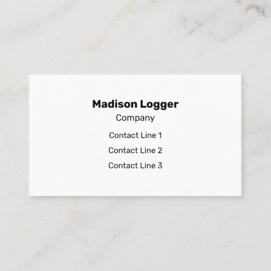 Rode zwarte boomschors Logger Monogram Visitekaartje (Achterkant)