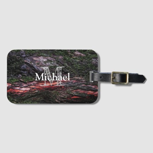 Rode zwarte boomschors Monogram Bagagelabel (Voorkant (horizontaal))
