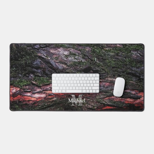 Rode zwarte boomschors Monogram Bureaumat (Keyboard & Muis)
