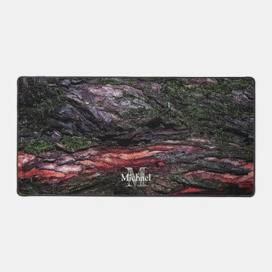 Rode zwarte boomschors Monogram Bureaumat (Voorkant)