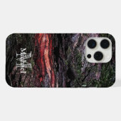 Rode zwarte boomschors Monogram iPhone Hoesje (Achterkant horizontaal)