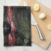 Rode zwarte boomschors Monogram Theedoek (Quarter Fold)