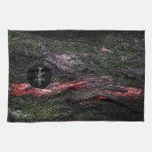 Rode zwarte boomschors Monogram Theedoek (Horizontaal)