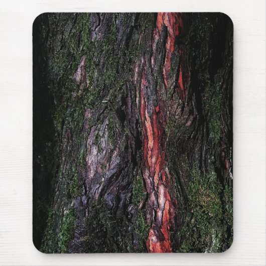 Rode zwarte boomschors muismat (Voorkant)
