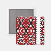 Rode zwarte borduurvis uit Oekraïne Magneet (Voorkant / Achterkant)