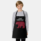 Rode Zwarte Buffalo Plaid Chef Kleine Beer Schort (Gedragen)