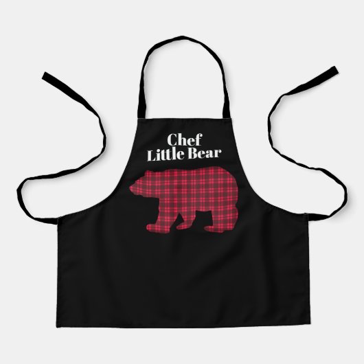 Rode Zwarte Buffalo Plaid Chef Kleine Beer Schort (Voorkant)