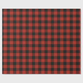 Rode & zwarte Buffalo Plaid Feestelijk Geruit Cadeaupapier