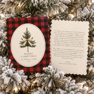 Rode Zwarte Buffalo Plaid Kerstboom Feestdagenkaart