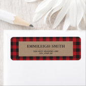 Rode Zwarte Buffalo Plaid Kraft Kerst  Etiket (Insitu)
