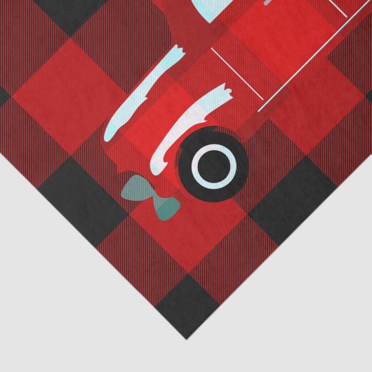 Rode & Zwarte Buffalo Plaid Rustieke Vakantietruck Tissuepapier (Detail)