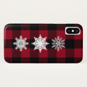 Rode, zwarte Buffalo Plaid telefoonhoesje met snee Case-Mate iPhone Case (Achterkant (horizontaal))