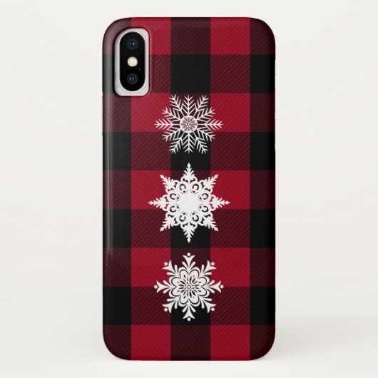 Rode, zwarte Buffalo Plaid telefoonhoesje met snee Case-Mate iPhone Case (Achterkant)